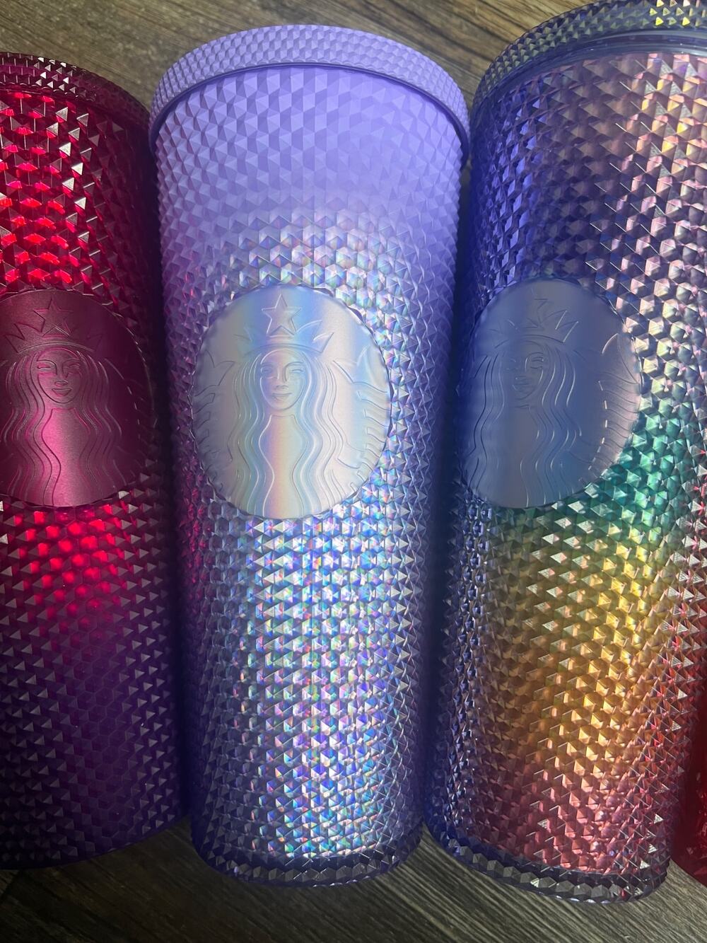 Starbucks Tumbler Lot of 4 Studded Faceted Cold Cups 24oz Iridescent - Picture 3 of 8